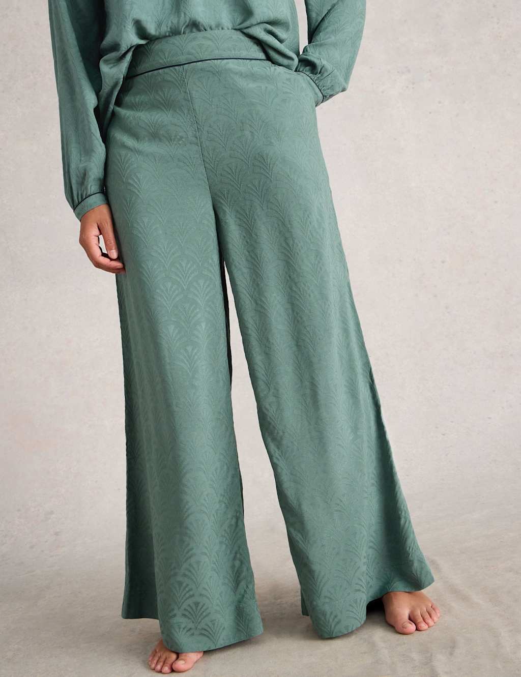 White Stuff Cotton Rich Textured Pyjama Bottoms Green