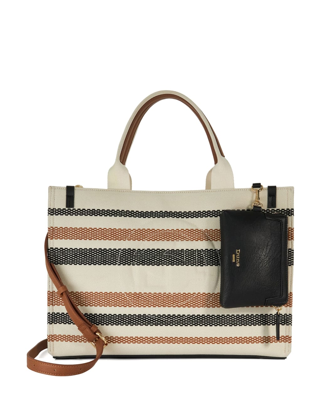 Large Canvas Striped Top Handle Tote Bag