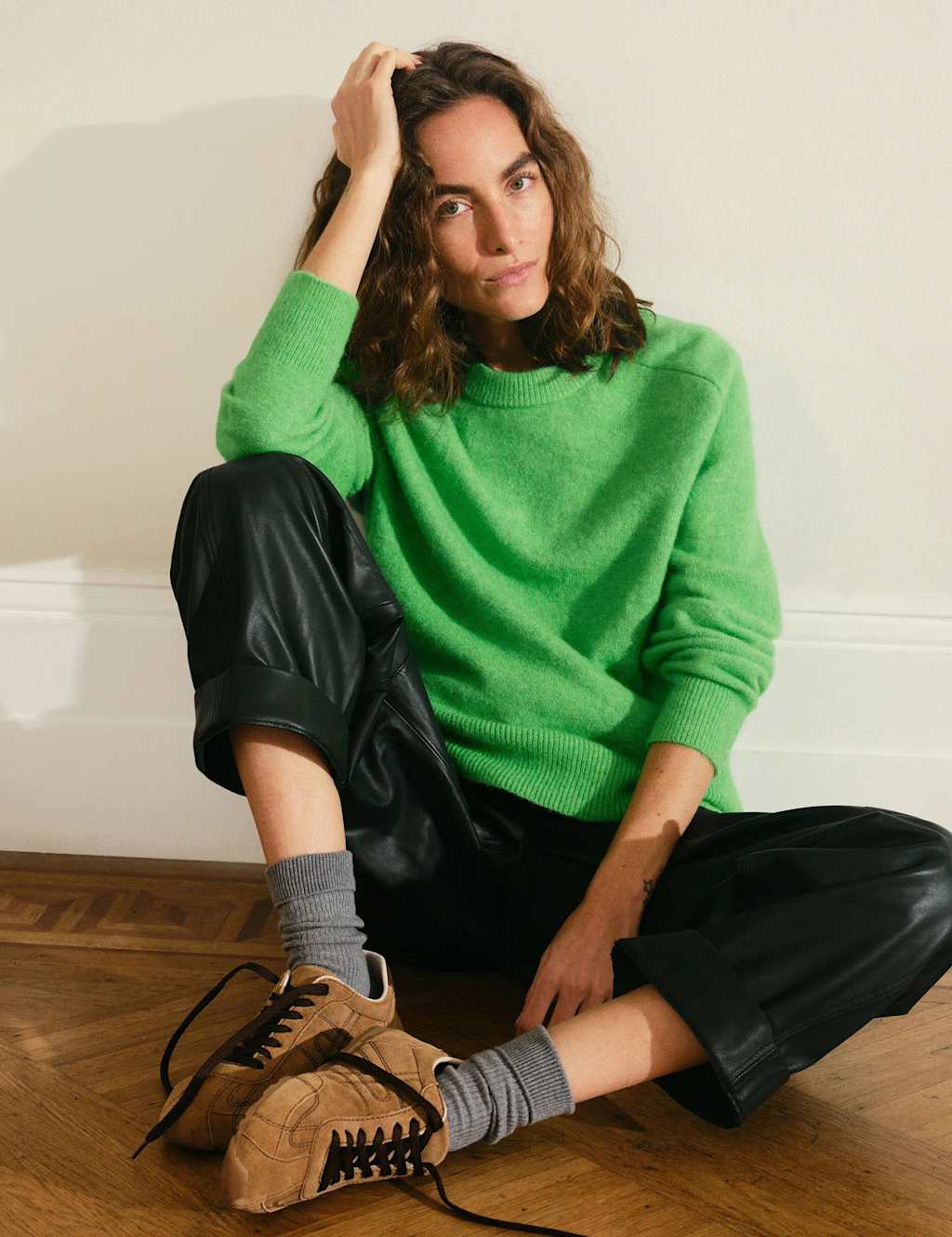 Hush Women's Alpaca Blend Crew Neck Jumper - Large-Extra Large - Green - Available at M&S