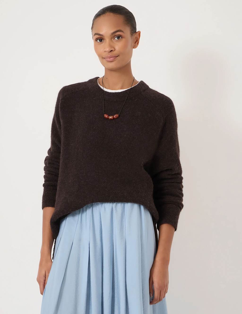 Hush Women's Alpaca Blend Crew Neck Jumper - XS-S - Dark Brown - Available at M&S