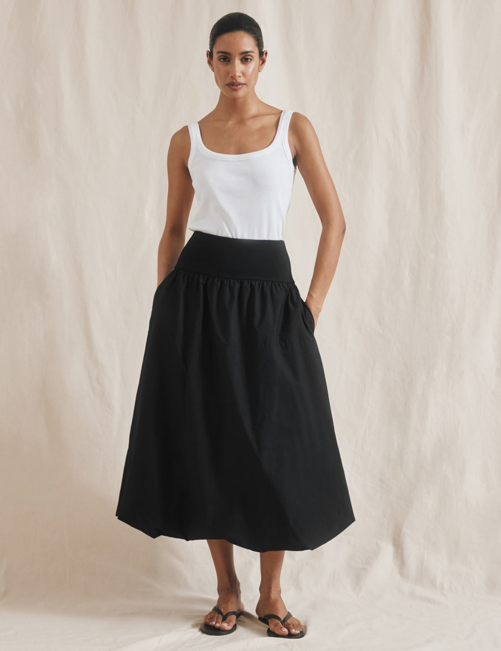 Pure Cotton Midi Puffball Skirt
