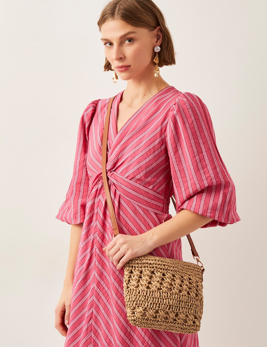 Straw Crochet Cross Body Bag