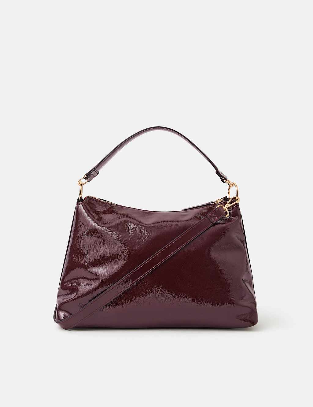 ACCESSORIZE Patent Slouch Handheld Bag Burgundy