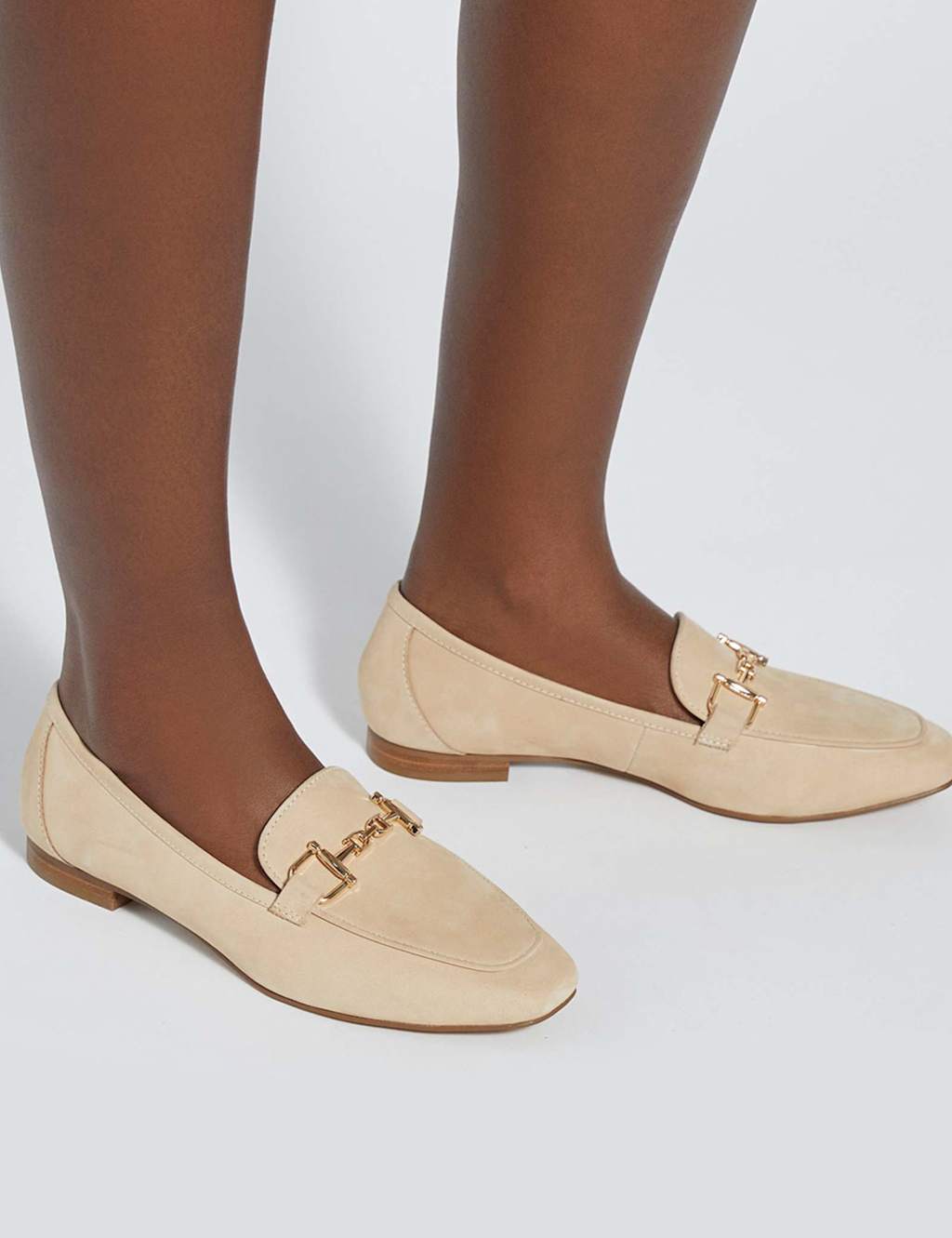 Dune London Women's Leather Trim Flat Loafers - 5 - Ecru - Available at M&S