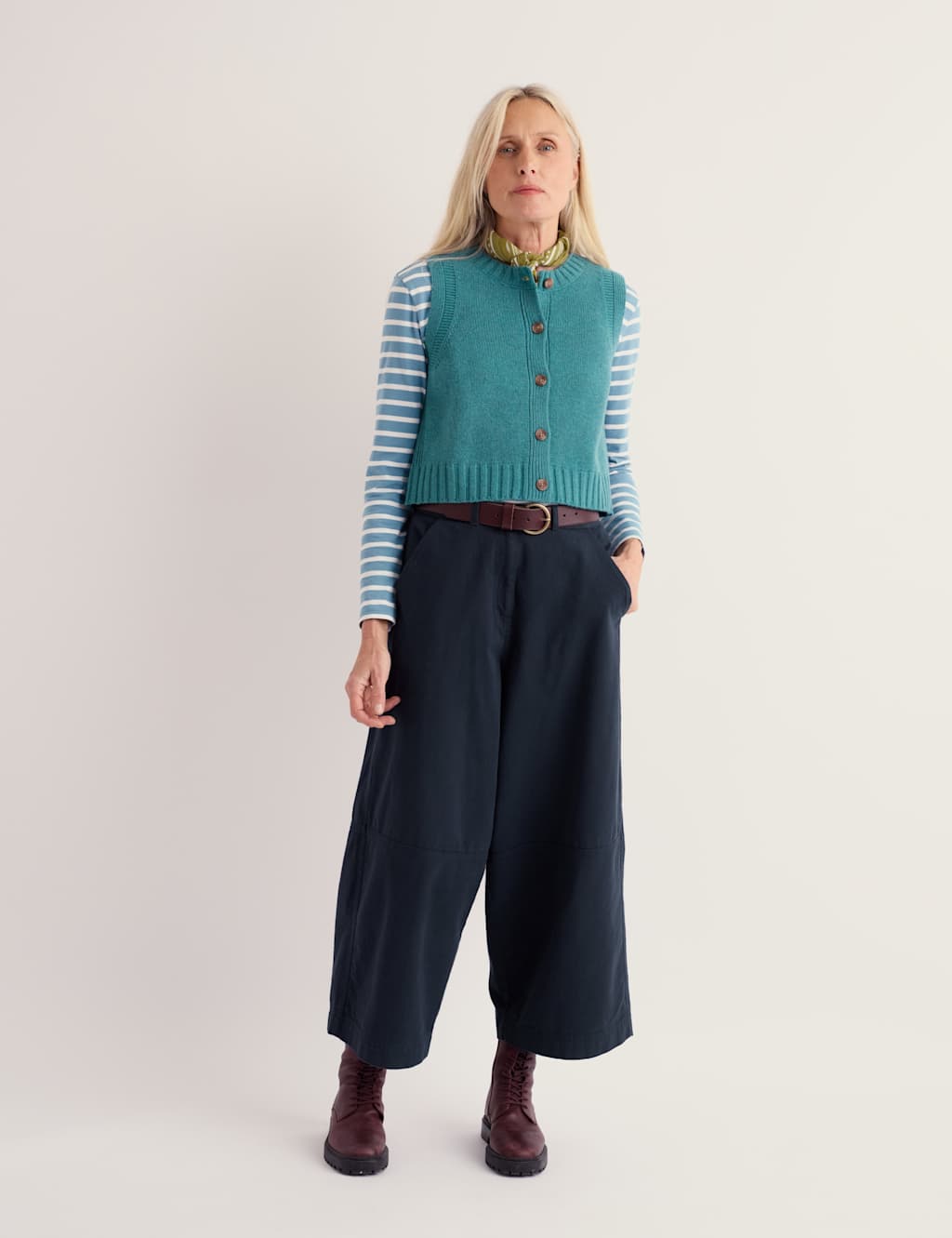 Seasalt Cornwall Women's Merino Wool Rich Button Through Knitted Vest - 20 - Blue - Available at M&S
