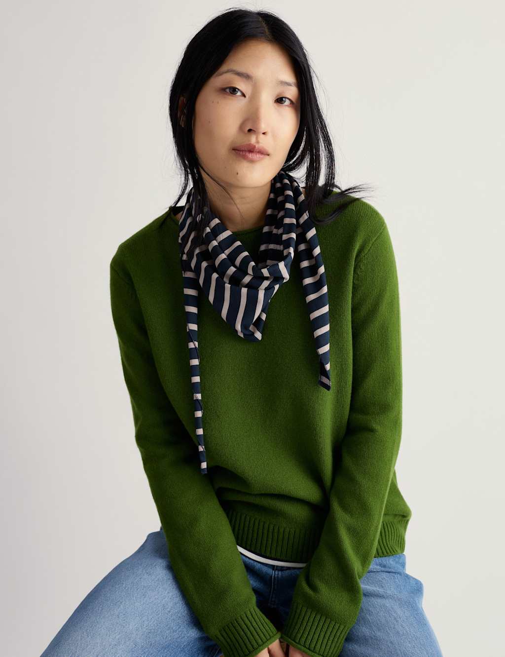 Seasalt Cornwall Women's Cotton Rich Striped Scarf - Navy Mix - Available at M&S