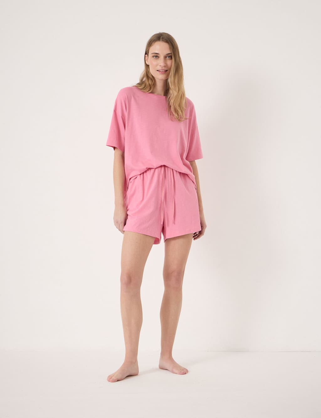 Hush Women's Pure Cotton Shortie Set - Medium-Large - Light Pink - Available at M&S