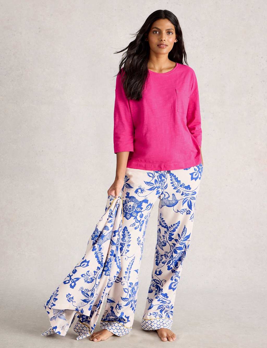 White Stuff Pure Cotton Pyjama Top Pink