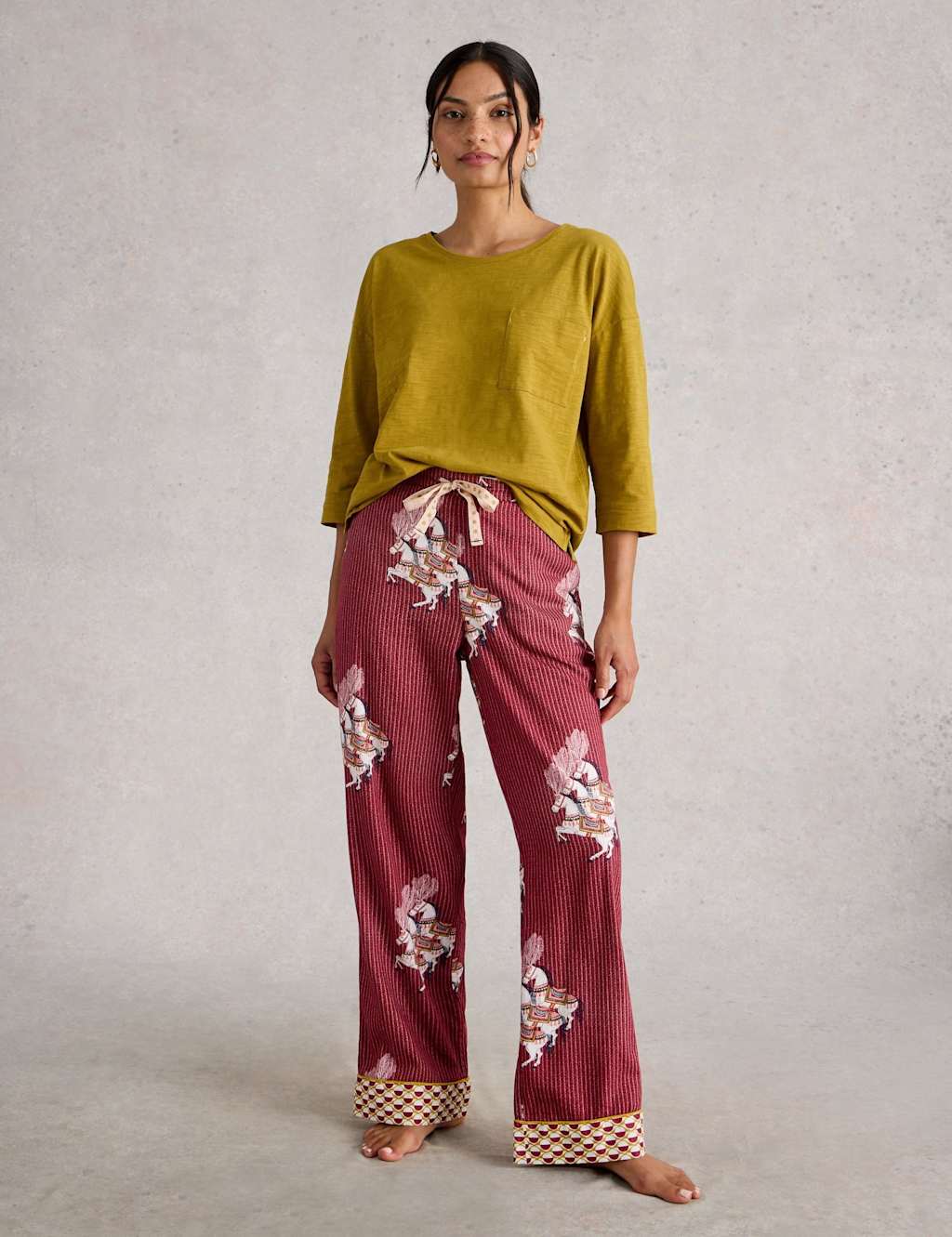 White Stuff Cotton Rich Floral Pyjama Bottoms Red Mix