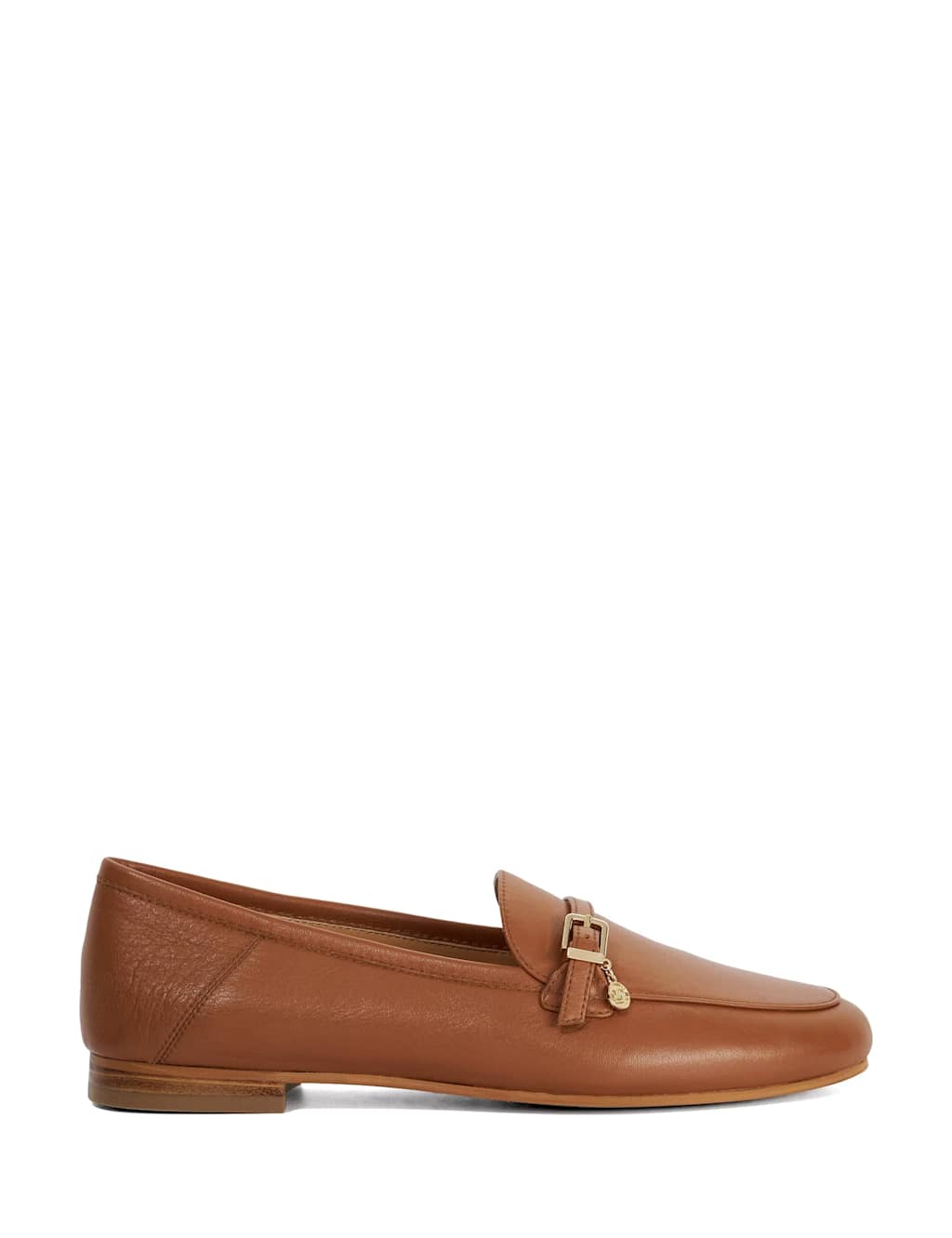 Dune London Women's Leather Buckle Slip On Flat Loafers - 6 - Tan - Available at M&S
