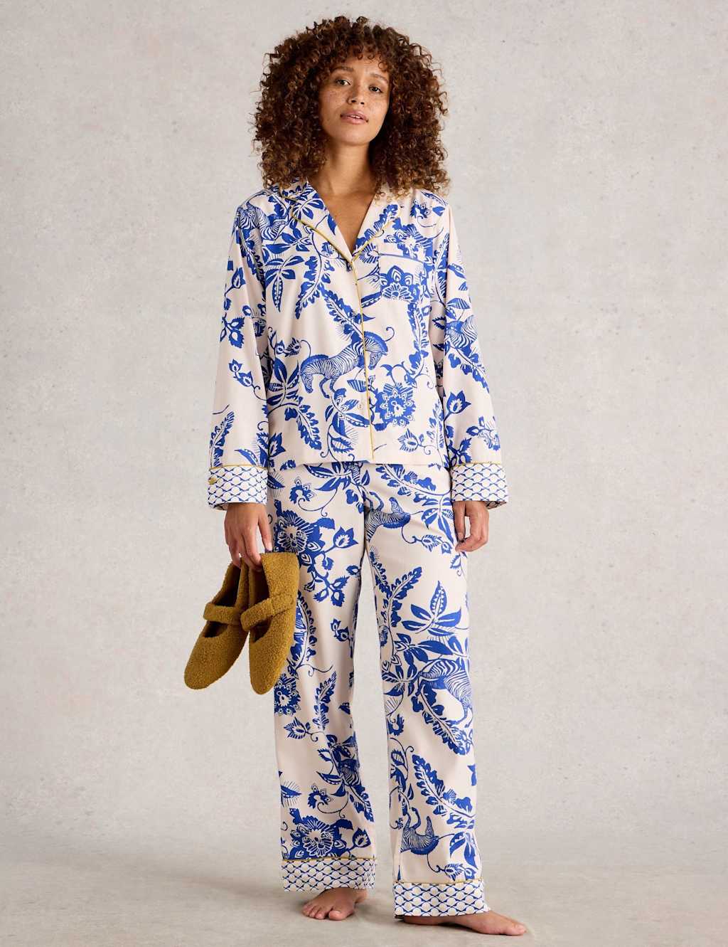 White Stuff Cotton Rich Printed Pyjama Top Pink Mix