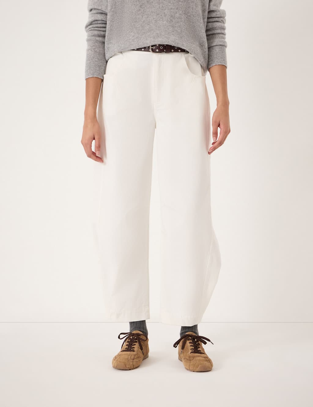 Hush Women's Cotton Rich Barrel Leg Ankle Grazer Trousers - 10 - White - Available at M&S