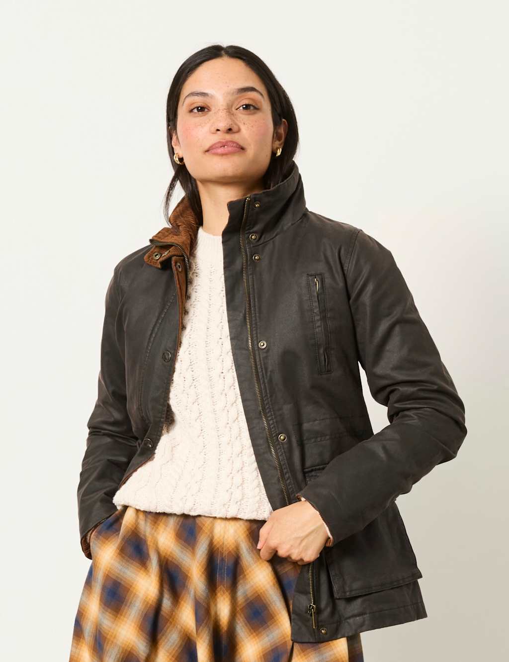 Fatface Women's Cotton Rich Hooded Utility Jacket - 14 - Chocolate - Available at M&S