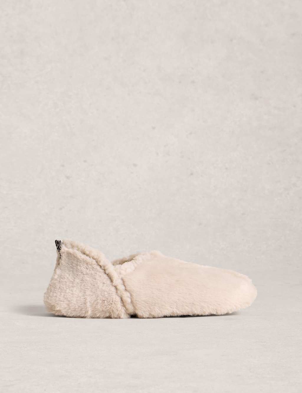 White Stuff Borg Faux Fur Lined Round Toe Slippers Natural