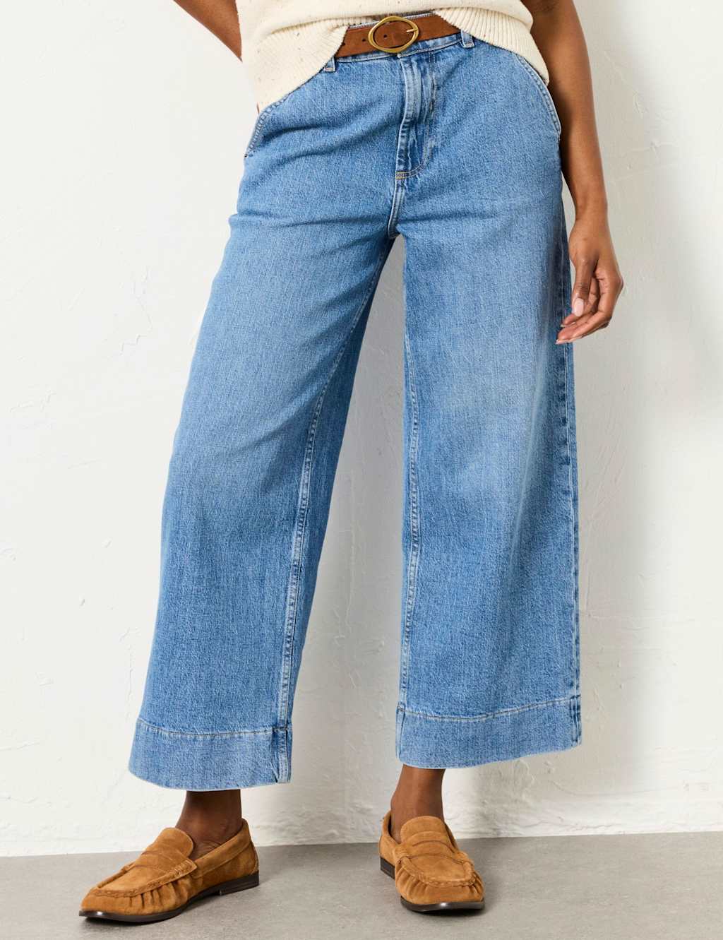 Fatface Women's Wide Leg Cropped Jeans - 16 - Blue - Available at M&S