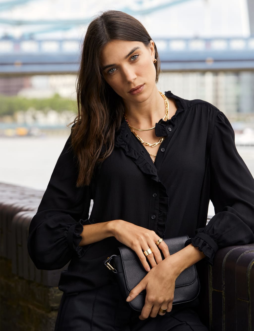 Womens black blouse clearance
