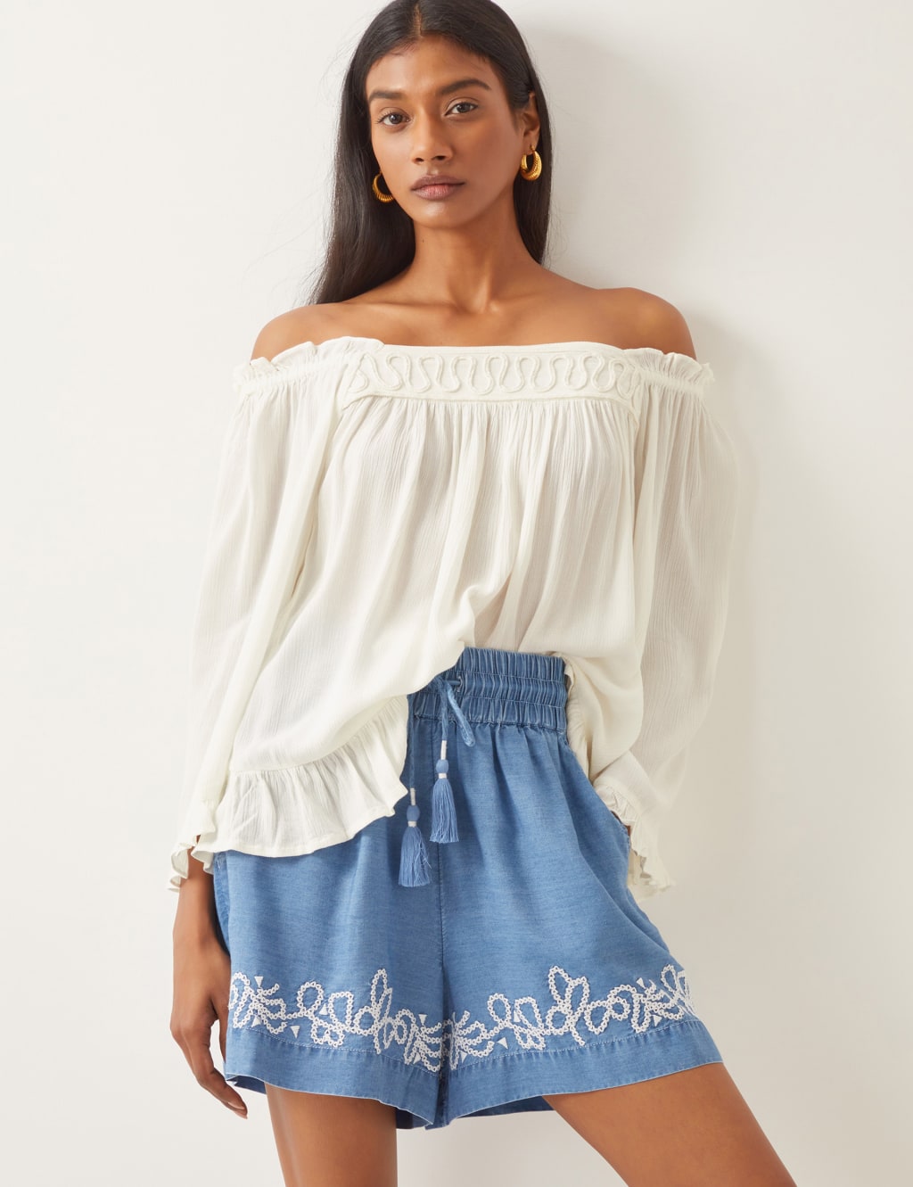 Off The Shoulder Frill Detail Top