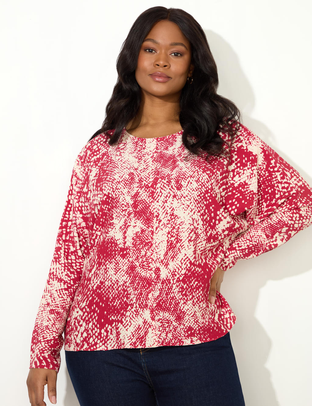 Snake Print Popover Blouse