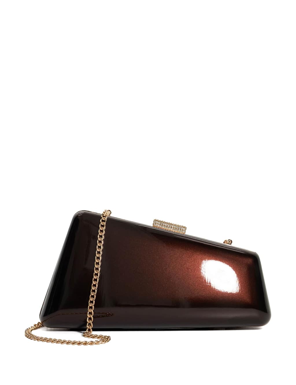Dune London Embellished Asymmetric Angular Clutch Bag Brown