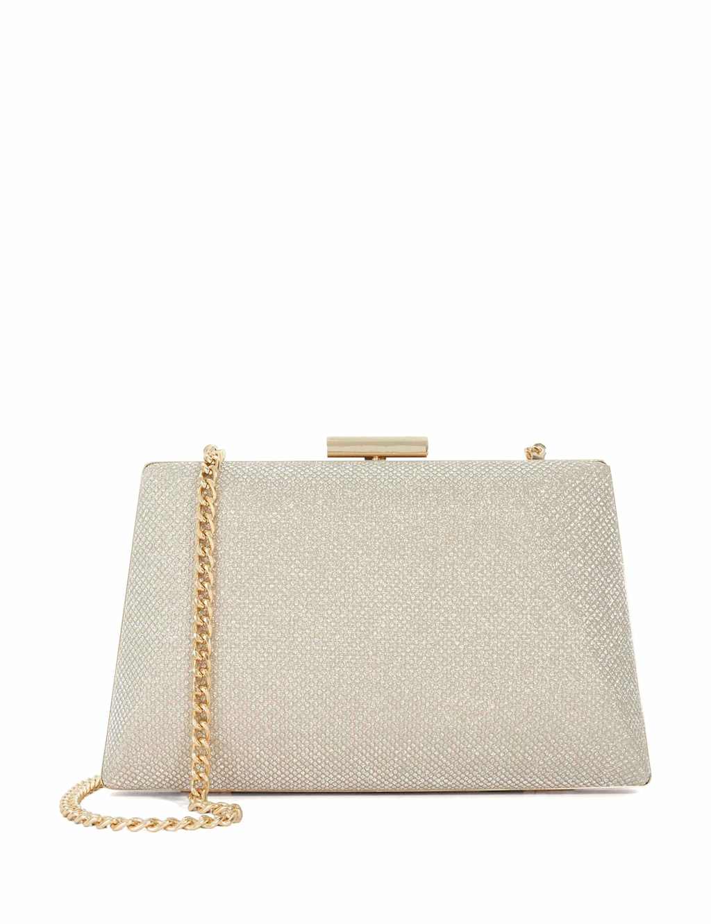 Metallic Embellished Angled Frame Clutch