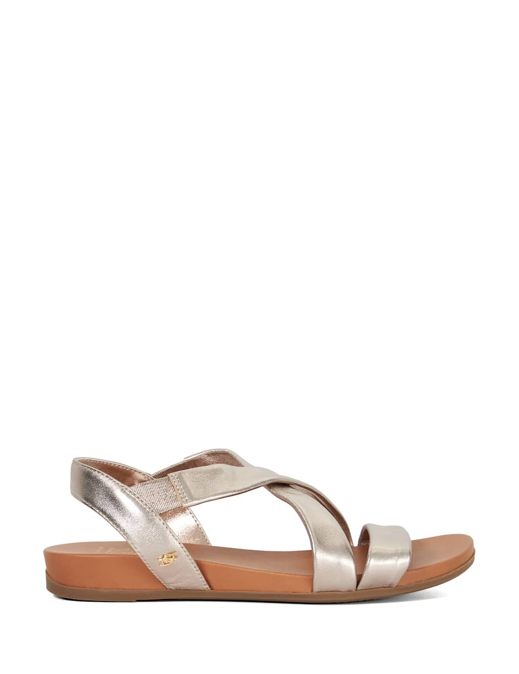 Wide Fit Leather Metallic Flat Sandals