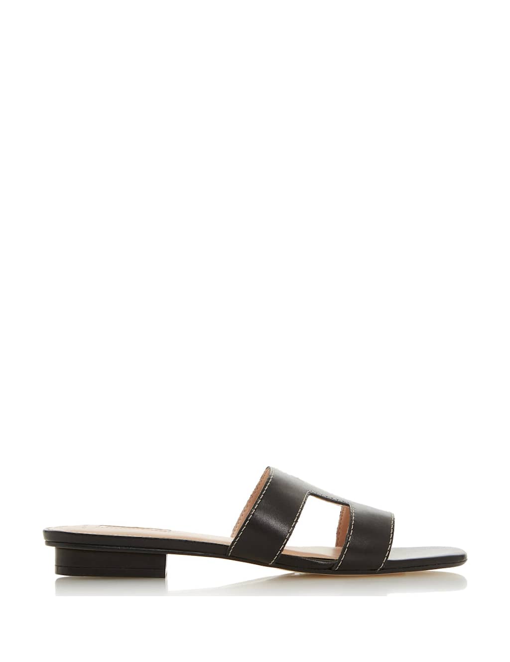Wide Fit Leather Flat Sliders
