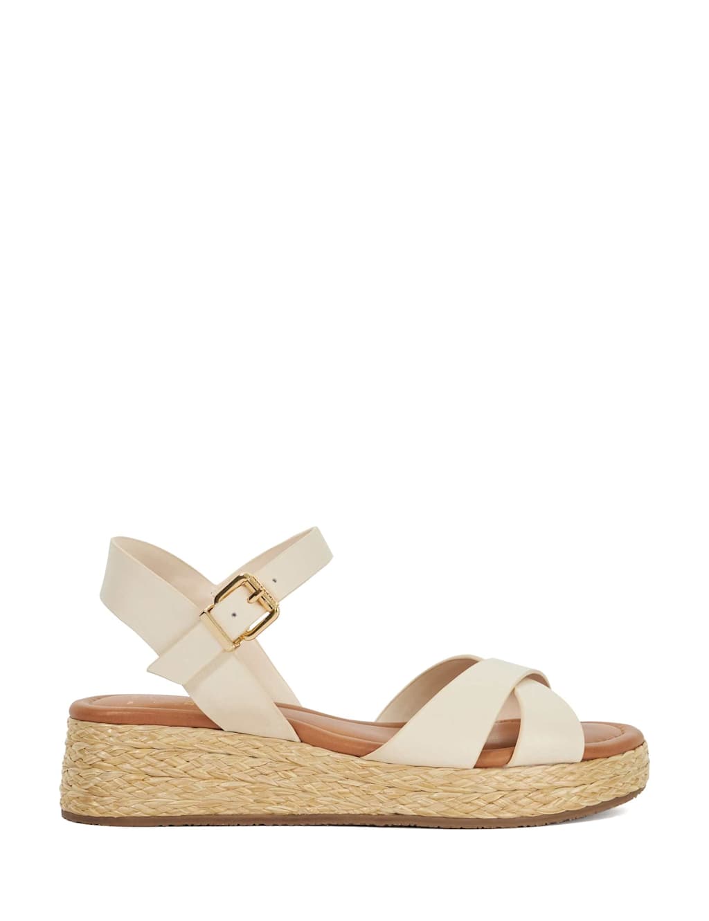 Wide Fit Leather Woven Flatform Sandals