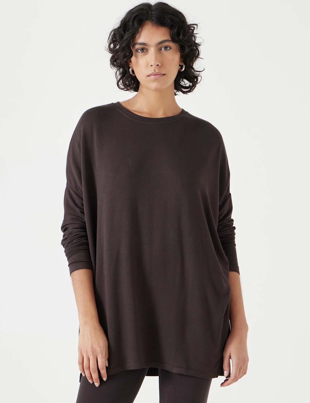 Hush Women's Jersey Wide Batwing Sleeve Top - Small-Medium - Chocolate - Available at M&S