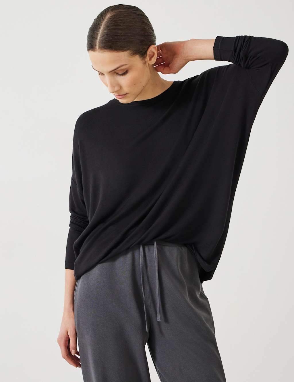 Hush Women's Jersey Wide Batwing Sleeve Top - Small-Medium - Black - Available at M&S