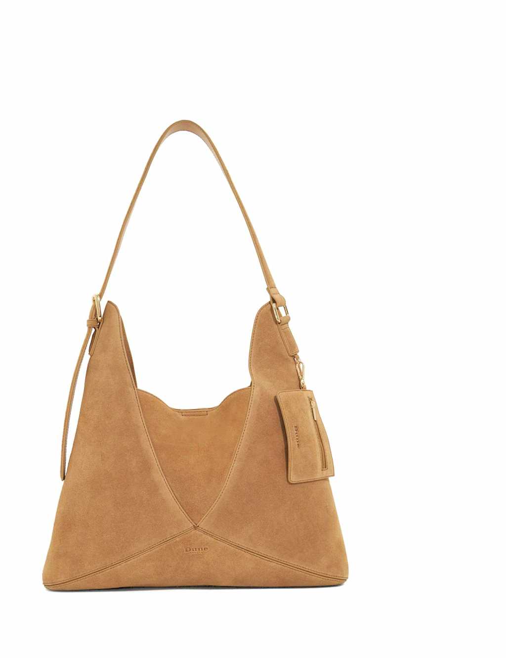 Dune London Suede Slouch Hobo Shoulder Bag Tan