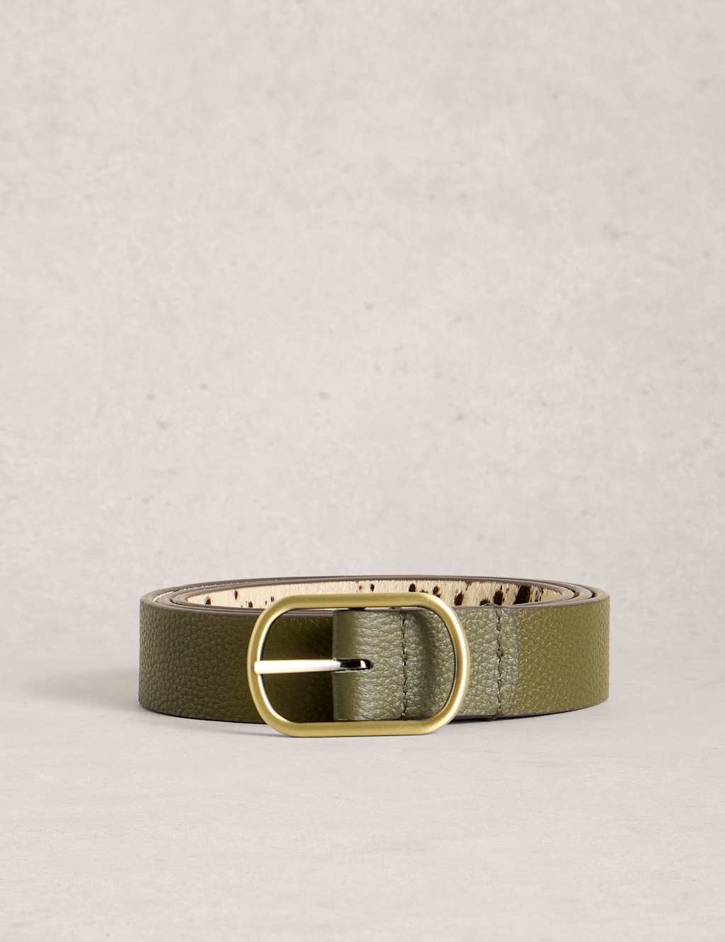White Stuff Women's Leather Reversible Jeans Belt - Medium-Large - Green Mix - Available at M&S