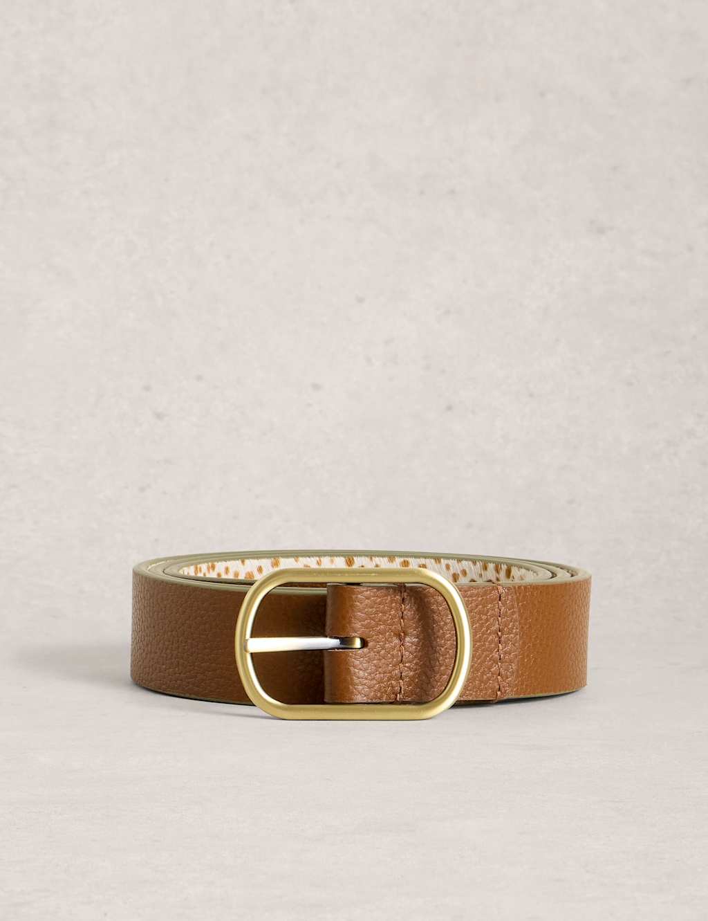 White Stuff Women's Leather Reversible Jeans Belt - Medium-Large - Tan - Available at M&S