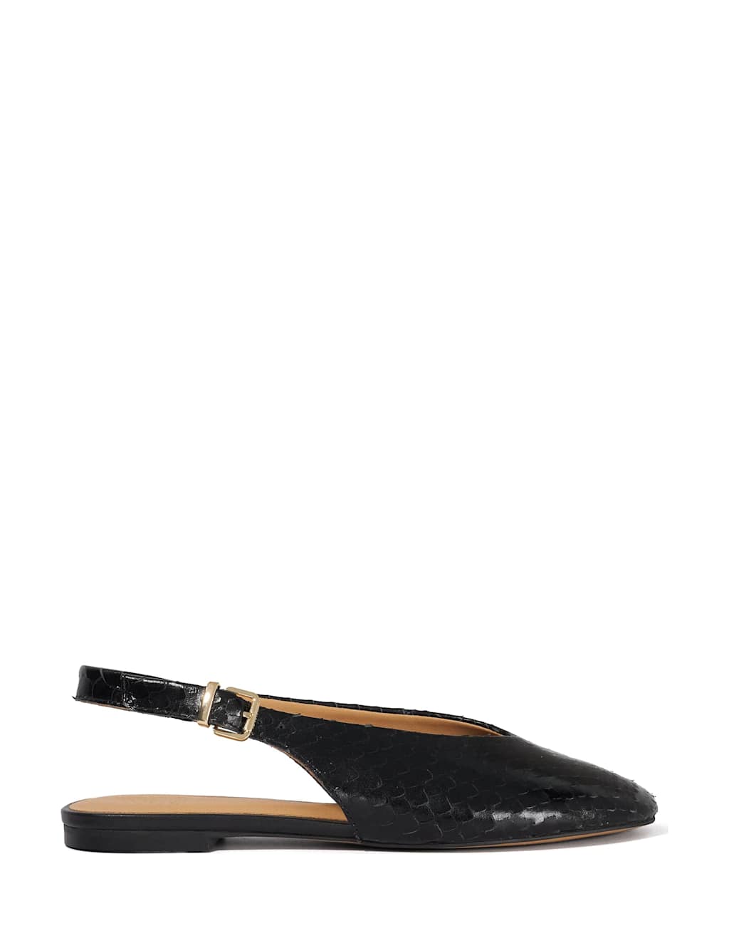 Dune London Women's Buckle Flat Slingback Shoes - 6 - Black - Available at M&S