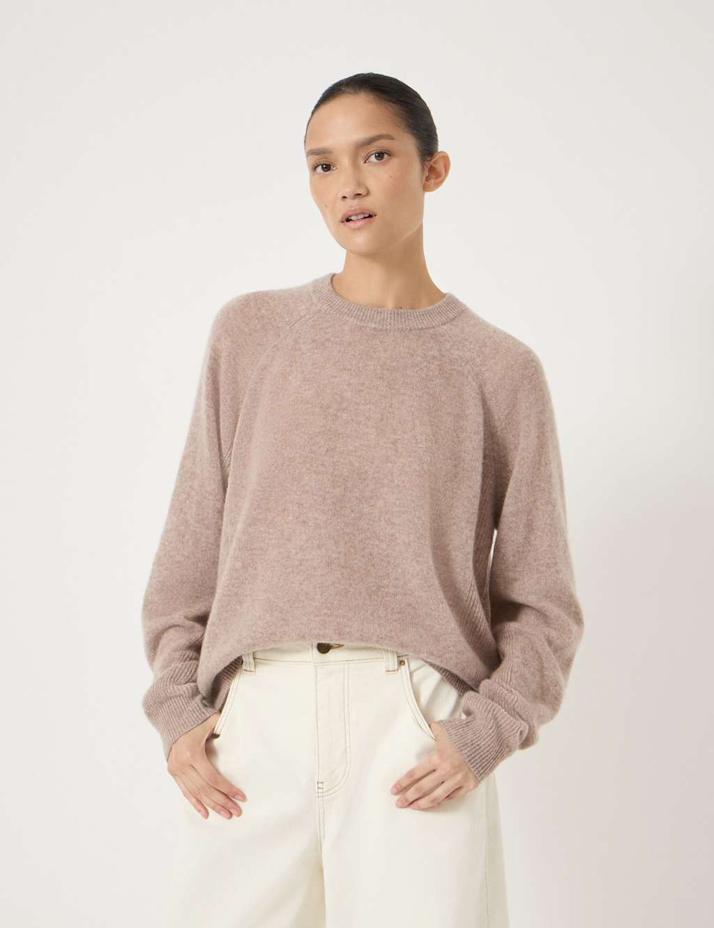 Hush Women's Cashmere Rich Textured Crew Neck Jumper - Medium-Large - Brown - Available at M&S