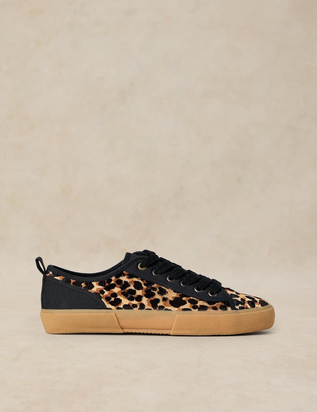 White Stuff Women's Leather Animal Print Lace Up Trainers - 7 - Brown Mix - Available at M&S