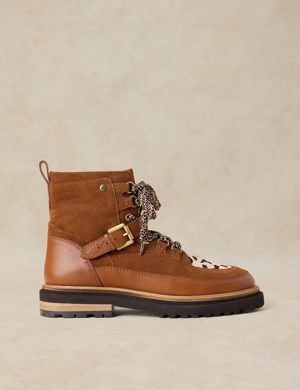 White Stuff Women's Leather Lace Up Boots - 7 - Brown Mix - Available at M&S