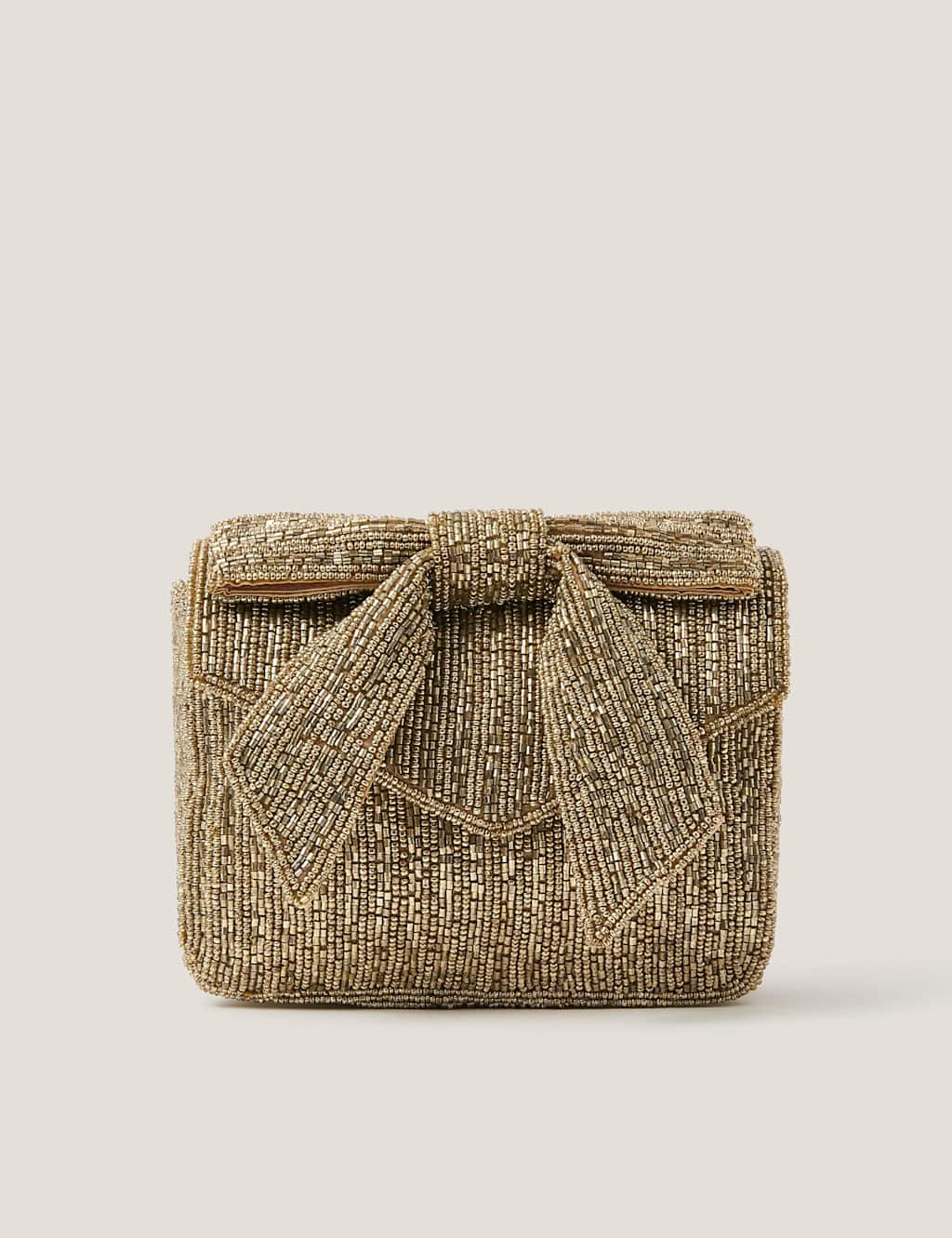 Monsoon Women's Beaded Bow Chain Strap Clutch Bag - Gold Mix - Available at M&S