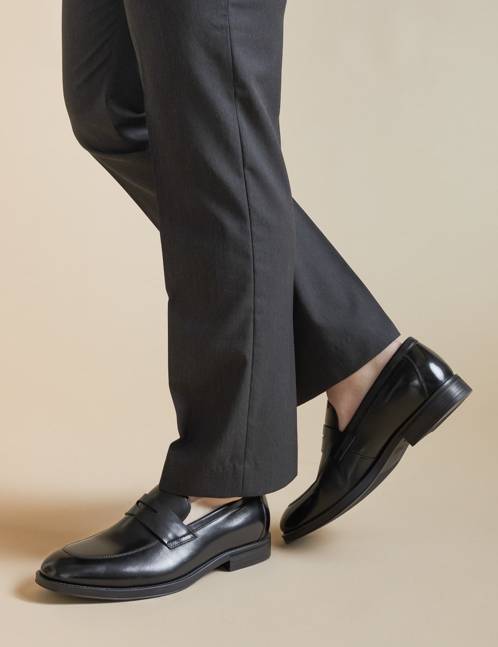 Wide Fit Leather Slip-On Shoes