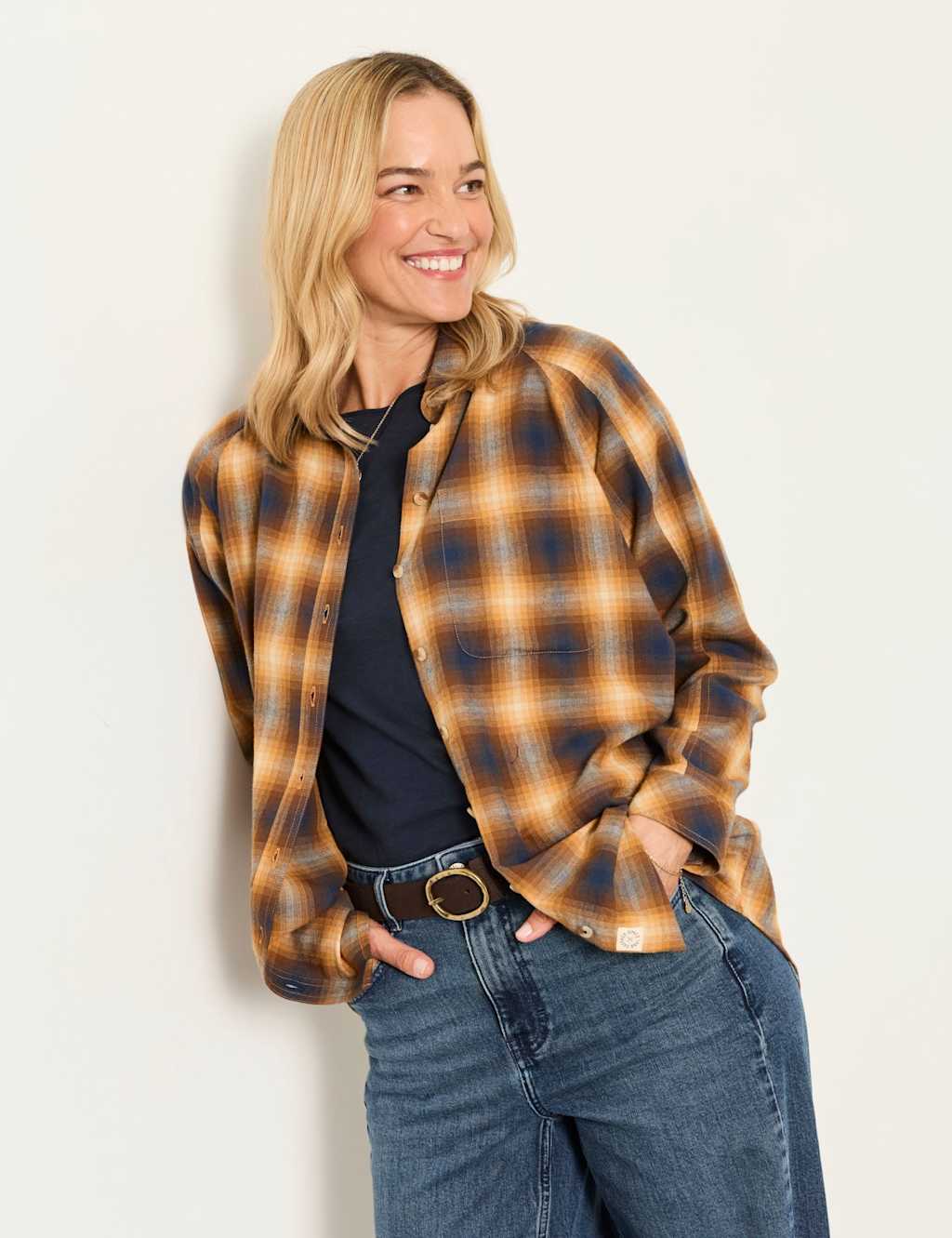 Fatface Women's Pure Cotton Checked Shirt - 12 - Brown Mix - Available at M&S