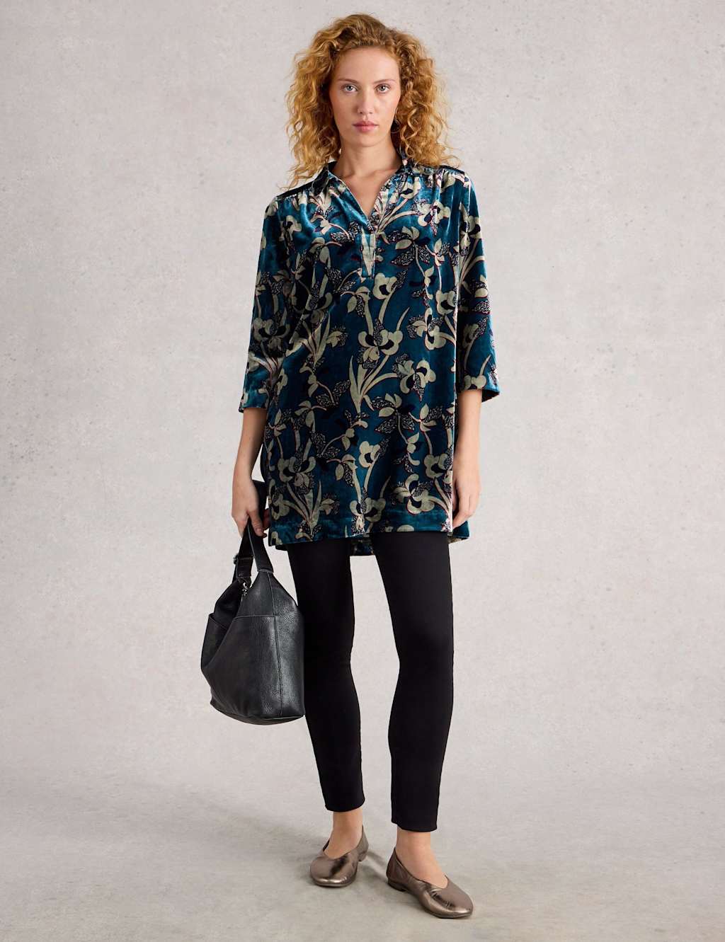 White Stuff Velvet Printed Tunic Blue Mix