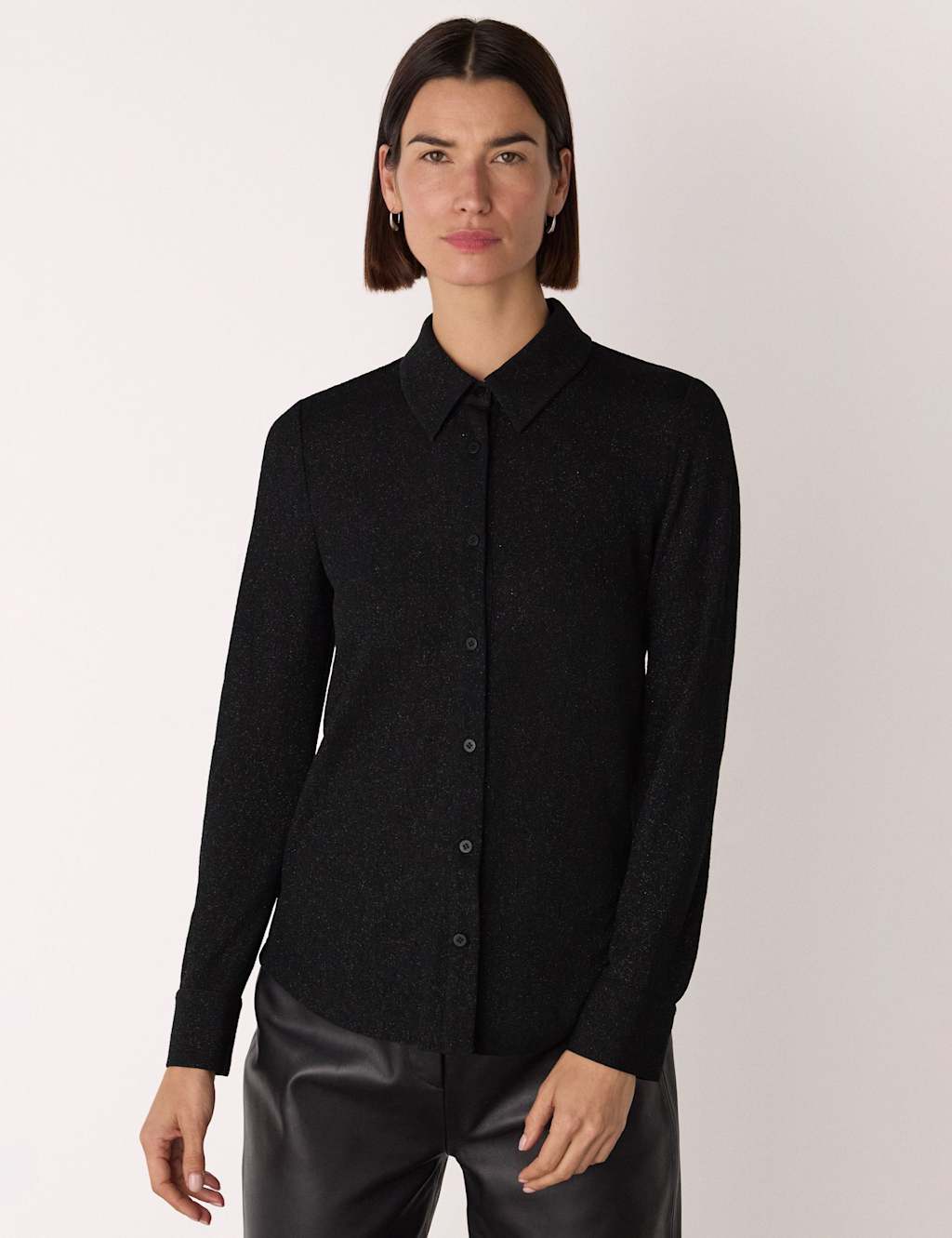 Whistles Women's Eva Sparkly Shirt - 12 - Black Mix - Available at M&S