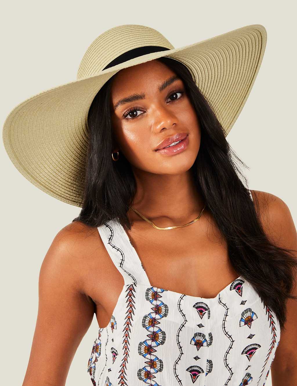 Accessorize Women's Woven Straw Wide Brim Floppy Hat - Natural, Natural