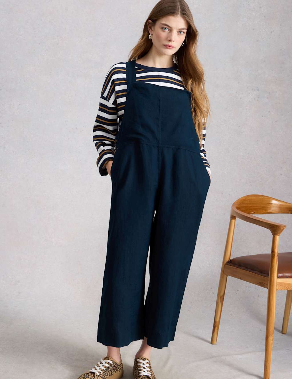 White Stuff Women's Pure Linen Jumpsuit - 14 - Navy - Available at M&S