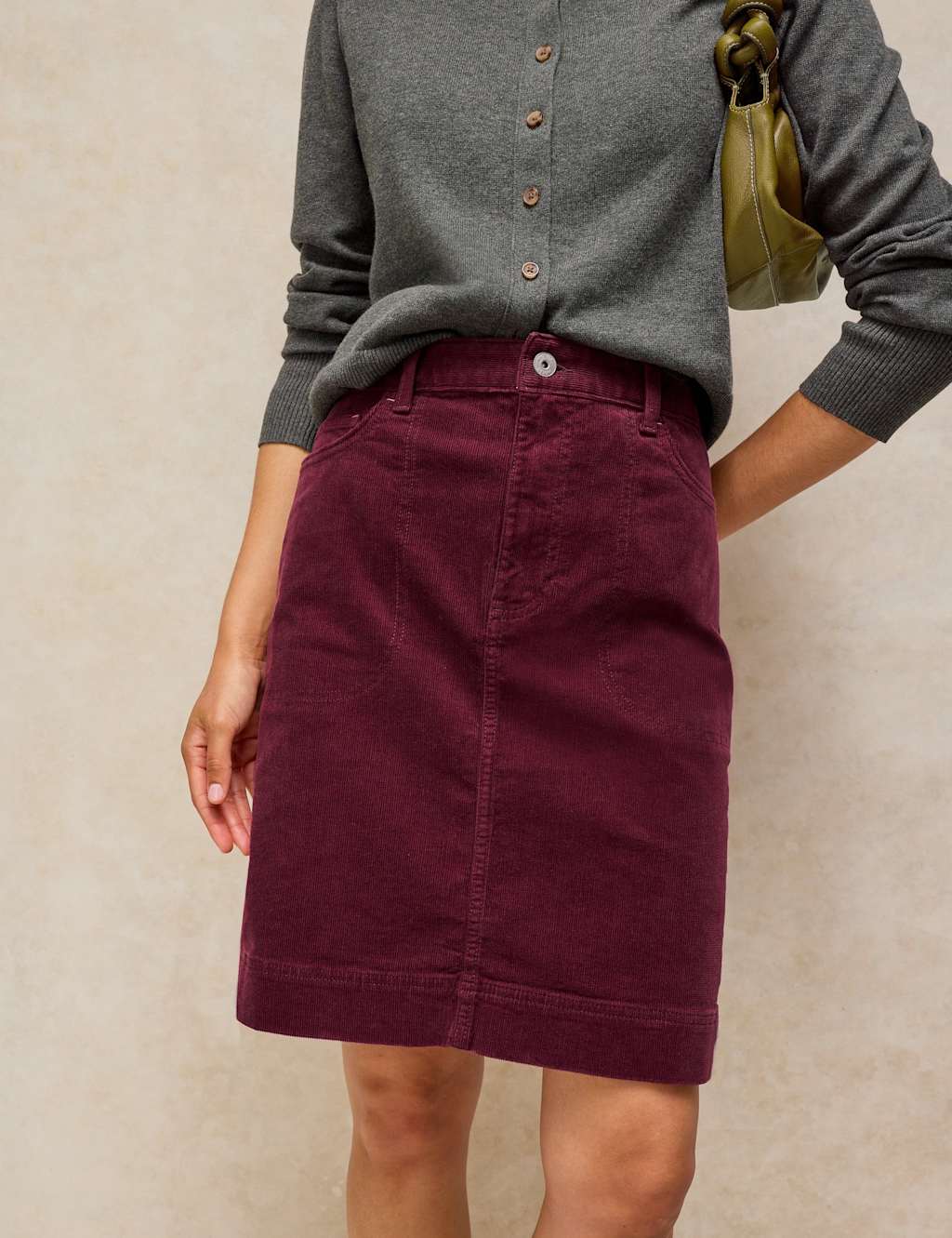 White Stuff Women's Cotton Rich Cord Knee Length A-Line Skirt - 8 - Purple - Available at M&S