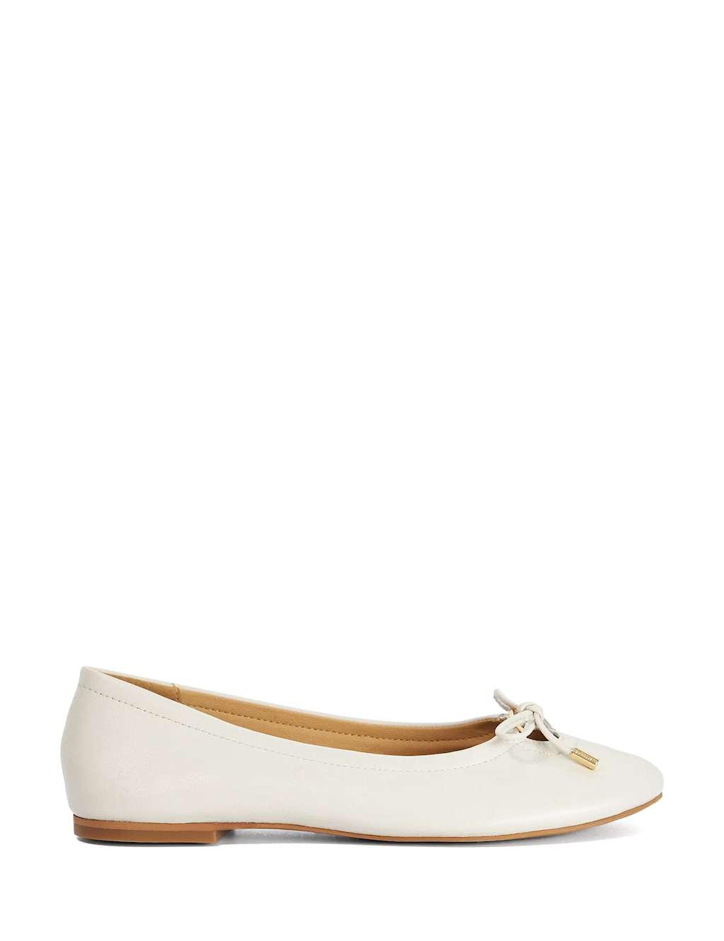 Dune London Women's Leather Flat Ballet Pumps - 4 - Ecru - Available at M&S
