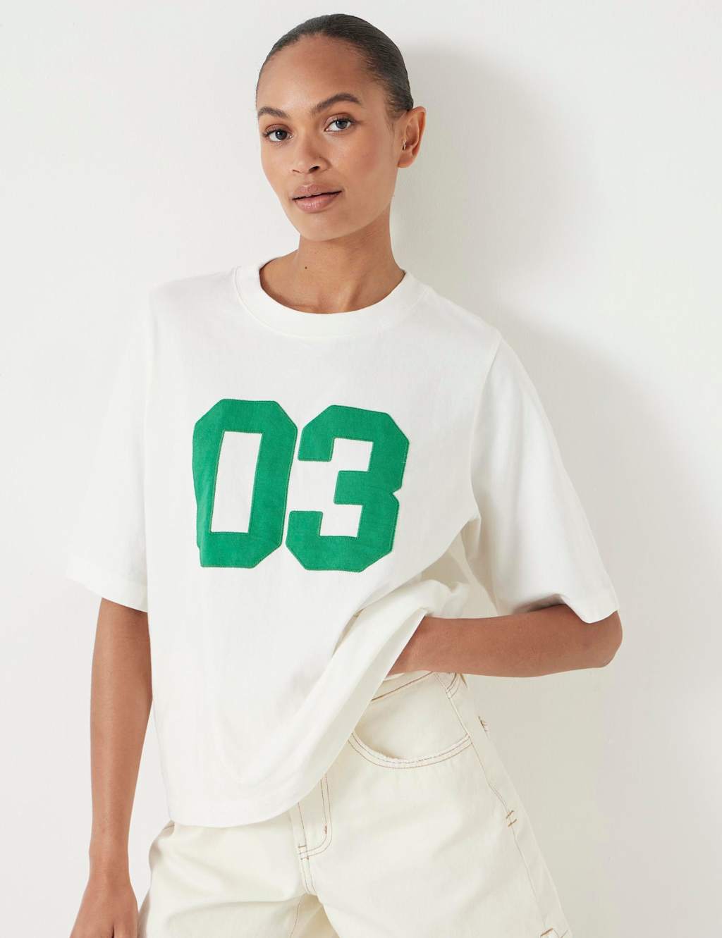 HUSH Pure Cotton Collegiate Graphic T-Shirt White