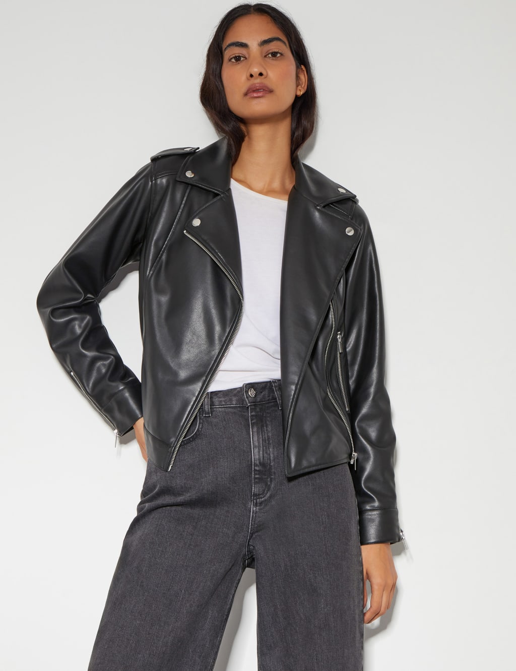 ONLY ONLMANILLA Faux Leather Biker OTW Bikerjack, zwart, XL, zwart, XL