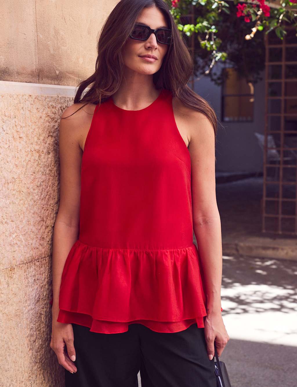 Ro&Zo Women's Lyocell Rich Sheer Longline Top - 16 - Red - Available at M&S