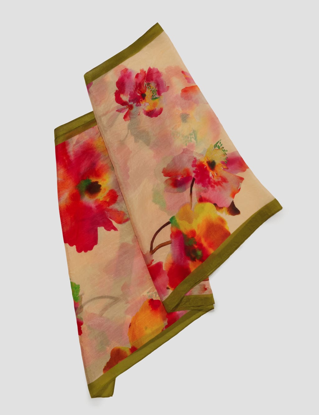 Pure Silk Floral Scarf