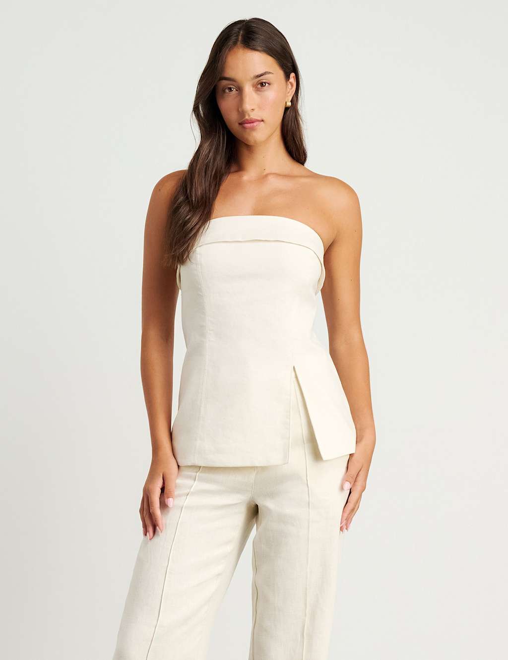 Jag Pure Linen Off The Shoulder Bandeau Top White